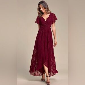 Elegant Burgundy Lace Dress
